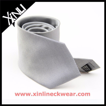 Grey White Pin Dots 100% Silk Necktie Stock Sale